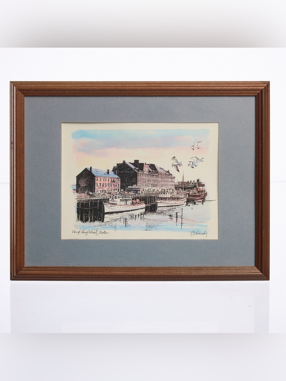 Framed Harbor Watercolor Art Print